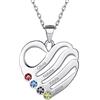 Custom4U Collana Donna Collana Personalizzata Cuore DIY 2/3/4/5 Nome con 12 Mesi Pietra Portafortuna Collana Argetno S925 AAA Zircone Collana Mamma Famiglia BFF Antiallergia Alta Qualità