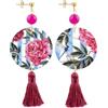 Lebole Maison Orecchini The Tasselled Circle Classico Fiore Fucsia Nappa Fucsia