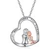 KissYan Sterling Silver Mom Necklace for Women, Mother Daughter Necklace Mother and Child Grandma Necklaces Love Heart Pendant Mother's Day Gifts for Mama Grandmother from Daughter Granddaughter Kids