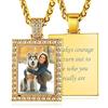 Custom4U Collana Foto Personalizzata Collana Donna Nome Inciso Regalo Comemorativo Collana DIY BFF Scudo/Rettangolo Medaglione in Rame con AAA Zircone 45-75 CM Argento Nero Oro
