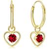 DTPsilver Orecchini Cuore Pendenti Argento 925 Placcati Oro 24K - Orecchini Dorati a Cerchio con Brillantini Punto Luce Colorati - Classici, Eleganti, Anallergici per Pelli Sensibili - Cerchietti Oro 14 mm