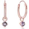 DTPsilver Orecchini a Cerchio con Punto Luce di Cristallo - Orecchini Pendenti Donna Argento 925 Placcati Oro Rosa 18K con Brillantini Colorati - Classici Eleganti Ipoallergenici - Diametro: 12 mm