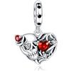 Rimgoris 925 Argento Sterling Charm Donna Bracciali Collana Cranio Cuore Rubino Ciondolo Due Toni Oro Rosa Cuore Gemma Ciondolo Interlock Doppie Stelle e Luna Chiave Angelo Ala Amore Viola