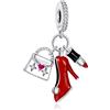 Rimgoris 925 Charm in argento sterling per le donne Bracciali Collana Passaporto da viaggio Macchina fotografica bussola Batteria Vita Auto & Casco Aereo Globo Valigia Dangle Charm Gift