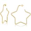 U7 Orecchini Donna Cerchio Pendenti Stella Acciaio Chirurgico 30-100 mm | Orecchini cerchio donna a stella acciaio inossidabile chirurgico, 4 colori, 30/40/50/60/70/80/90/100 mm, regalo per donna