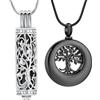 VCCWYQK Collana con urna per ceneri per donne e uomini, cerchio con albero della vita, in acciaio inox, ciondolo commemorativo per ceneri