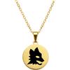 Handmade Generico Collana Uomo Acciaio Inossidabile Placcata Oro Giallo 18kt Incisione Laser Lupetto Roma, Ciondolo Giallorosso, Idea Regalo Catena Inox Anallergica, Incisione Personalizzata