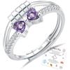 HEEYA Anello con pietra portafortuna da donna, placcato in argento Sterling, anello fidget spinner con zirconia cubica, regalo per Natale e compleanno