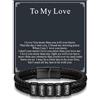 Custom4U Bracciale in Pelle Intrecciata Personalizzato per Uomini, 1-5 Nomi Incisi Perle Acciaio Inossidabile Bracciale con Nome Personalizzato Gioielli Regalo per Uomo Lui Marito Papà Padre