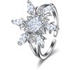 EVER FAITH Anello Donna Accessorio invernale Fiocchi di neve scintillanti Anello regolabile con Zircone lampeggiante e 925 Argento Cuff Ring