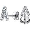ChainsHouse ChiansHouse Oecchini Donna AAA Zirconi 26 Lettere Argento Sterling 925 A-Z Alfabeto Bome Iniziali Orecchini a Bottone Antiallergico