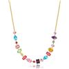 GUYOSWXNM Vibrante Multi - Collana di Gemme Colorate da Donna - Elegante Oro - Gioielli a Catena Tono per Occasioni Speciali