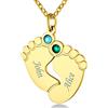 Custom4U Collana Personalizzata Piedi Bambino per Madre 1-5 Collane con Ciondolo Piedi Personalizzata con Cubic Zirconia Birthstone (con Confezione Regalo) in Argento S925