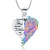 QGJNSGC Collana con ciondolo a forma di cuore per ceneri di cremazione per donne/uomini, con ali d'angelo, gioiello per cremazione, urna per ceneri commemorative, porta ceneri