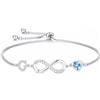 Turandoss Braccialetto Infinity da donna e ragazza, placcato in oro bianco 14 carati, con zirconia cubica, regolabile, con lettere dalla A alla Z, regalo di compleanno per donne, ragazze, fidanzate