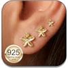 HEEYA 3 paia di orecchini a fiore 925 oro argento orecchini postali set donne orecchie ipoallergeniche con orecchio in zirconia 5A con confezione regalo 3/4 / 5MM