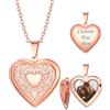 Custom4U Collana Donna Personalizzata Argento Oro Rosa Collana Foto Nome Rame Ipoallergenico Forma Cuore Fiore Rosa in Rilievo Regalo Commemorativo per Famiglie Mamma Amici