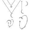 HCMA 925 argento luna e stella collana bracciale anelli orecchini gioielli da sposa set con micro zirconi per le donne set di gioielli per la festa di nozze