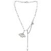 EF Jewels Collana Donna Oro Lariat - Catena Paperclip con Farfalla Perla e Cristallo - Collana Y Chain Acciaio Ipoallergenica Stile Boho