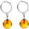 ZHAOXIA Orecchini a cerchio piccoli da donna in vera ambra baltica in argento sterling, ricco colore cognac