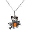 Kiara Jewellery Collana con ciondolo a forma di rana, in argento sterling con ciondolo in argento sterling da 18., Ambra