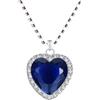 SONGK Collana con Ciondolo Cuore Squisito per Donna Borsa in Velluto con Ciondolo Cuore Blu Titanic Heart of Ocean