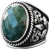 Falcon Jewelry Anello da uomo in argento Sterling con smeraldo naturale, in argento Sterling con pietre preziose, verde smeraldo, argento Sterling con smeraldo, argento sterling con pietre preziose