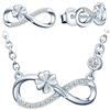 INFINIONLY Parure di gioielli, Bracciale Orecchini Collana ciondolo da donna ragazza, Collana Bracciale Orecchini in argento 925, Set di gioielli con simbolo dell'infinito e trifoglio fortunato