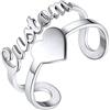 Custom4U Anello Aperto Personalizzabile Nome/Testo Lettere Ondulate Personalizzato con Pietra Portafortuna Borthstone Regali Creatvi Stile alla Moda in Colore Argento/Placcato 18K Oro/Nero