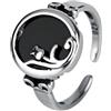 HCMA Anelli rosa ovali in argento francese con agata nera francese 925 per le donne Anello aperto con fiore di onice retrò Regali gioielli femminili