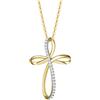 FANCIME Collana da donna con ciondolo a forma di croce minimalista, in oro 585 14 carati, con vero diamante 0,115 carati, lunghezza della catena regolabile: 40 + 5 cm