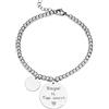 Beloved Bracciale da donna, braccialetto in acciaio emozionale - frasi, pensieri, parole con charms - ciondolo pendente - misura regolabile - incisione - argento