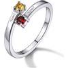 Custom4U Anello Personalizzato Chiuso e Aperto Regolabil 2/3/4/5 Nomi con 12 Pietra Portafortuna Colorata Anello Vero Argento Sterling S925 Antiallergico per Donne Ragazze