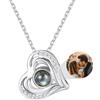 Custom4U Collana Personalizzata per Donne, Collana a Proiezione Oro/Argento Ciondolo Cuore con Foto all'Interno, Catena in Ottone 40+5cm Gioiello Regalo per Mamma Figlia Moglie in Anniversario