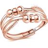 Zolkamery Anelli in Argento Sterling 925, per Ansia, Con Perline Girevoli, Regolabili, Aperti, Unisex, Gioielli Rilassanti, Oro