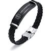 PJ JEWELLERY Braccialetto medico in pelle intrecciata in acciaio inossidabile, personalizzabile con identificazione diabetica, braccialetto per la sensibilizzazione sulla vita di emergenza, regolabile