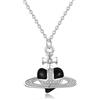 LNIEER Collana con ciondolo a forma di cuore punk Saturno per donna, alla moda, barocco con zirconia cubica e cuore Saturno Planet collana con ciondolo a forma di cuore Saturno