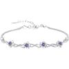 Kaytong Braccialetti di lusso in argento sterling 925 Braccialetti semplici di fiori di prugna con zirconi bianchi viola per le donne