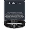 Custom4U Bracciale in Pelle Intrecciata Personalizzato per Uomini, 1-5 Nomi Incisi Perle Acciaio Inossidabile Bracciale con Nome Personalizzato Gioielli Regalo per Uomo Lui Marito Papà Padre