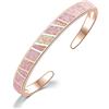 LOKILOKI SALAN Braccialetti Aperti in Pietra Opale di Fuoco Rosa Braccialetti Minimalisti Regolabili in Oro Rosa Gioielli Migliori Regali per Ragazza Donna