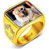 Custom4U Anelli con Foto per Uomo Donna Ragazzo Acciaio Inossidabile/Placcato in Oro/Nero Rotondo/Cuore/Quadrato Anelli Personalizzati con Sigillo Misura IT 09-32 con Confezione Regalo