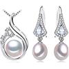 BEDT Orecchini In Argento Sterling 925 Con Pietre, Set Di Gioielli Di Perle Naturali Per Donna, Orecchini Etnici Bohémien Collana Con Ciondolo