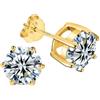 PAKORIO Orecchini a bottone rotondi classici con moissanite, 0,6-4ct VVS1, argento S925 placcato oro, ipoallergenici, gioielli anti-ossidazione