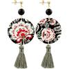 Lebole Maison Orecchini The Tasselled Circle Classico Fiori Nappa Grigia