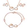 INFINIONLY Parure di gioielli, Bracciale Orecchini Collana ciondolo da donna ragazza, Collana Bracciale Orecchini in argento 925, Set di gioielli simbolo dell'infinito e delfino carino, oro rosa