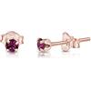 DTPsilver Punto Luce Orecchini Donna Oro Rosa - Piccoli e Rotondi Con Brillantini Colorati di Vero Cristallo - Placcati Oro Rosa - a Lobo