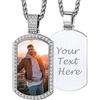 Custom4U Collana Foto Personalizzata Collana Donna Nome Inciso Regalo Comemorativo Collana DIY BFF Scudo/Rettangolo Medaglione in Rame con AAA Zircone 45-75 CM Argento Nero Oro