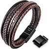 Speroto Bracciale da Uomo in Pelle Premium Nero/Marrone, Chiusura Magnetica in Acciaio Inossidabile, Idea Regalo per Uomo/Donna