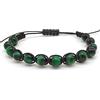 Le pietre di Laura Bracciale con Pietre Naturali, Bracciale Shamballa Unisex regolabile, fatto a mano (Occhio di tigre verde)