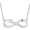 ChainsHouse Collana Donna Nome Personalizzata con Pietra Portafortuna Ciondolo Infinito Nome Incisione Laser in Rame Gioielli Regalo Famiglie Natale Festa della Mamma Matrimonio